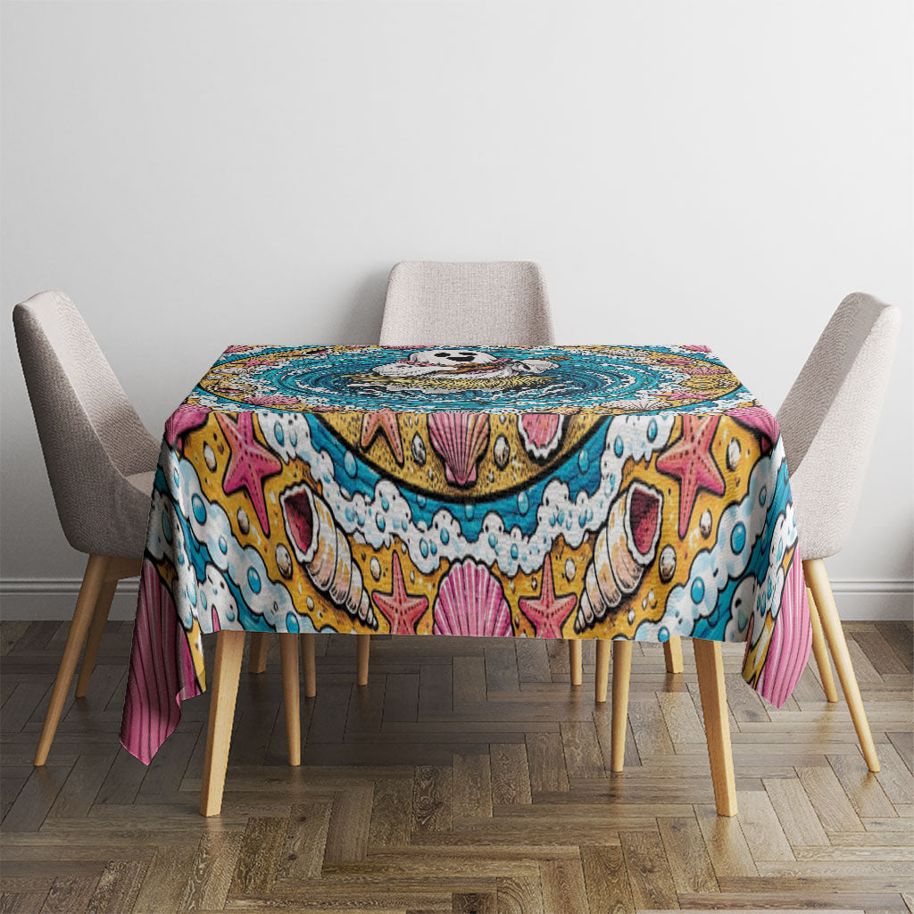 3D Illusion Hula Ghost Halloween Tablecloth Hawaiian Ukulele Spirit Ocean Vortex