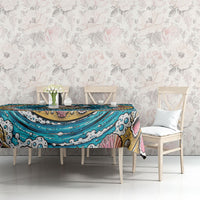3D Illusion Hula Ghost Halloween Tablecloth Hawaiian Ukulele Spirit Ocean Vortex