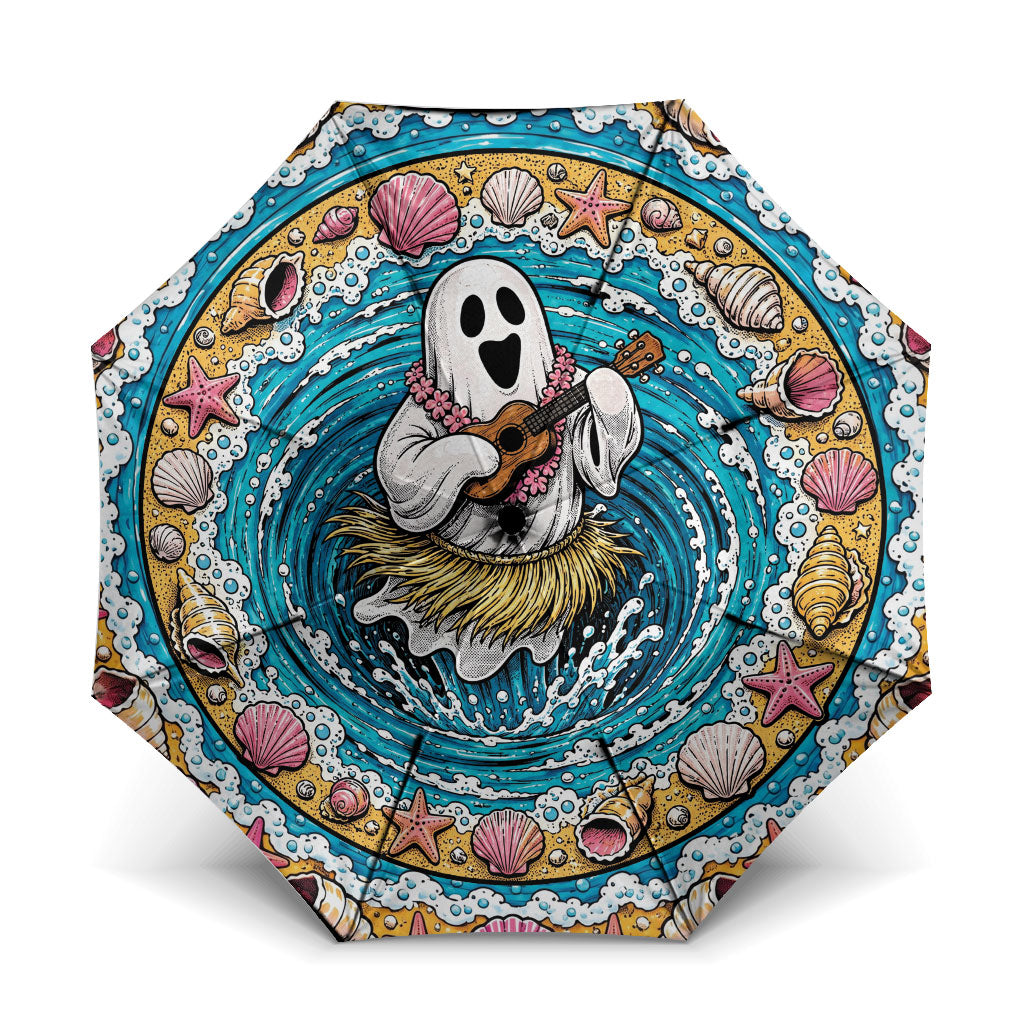 3D Illusion Hula Ghost Halloween Umbrella Hawaiian Ukulele Spirit Ocean Vortex
