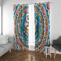 3D Illusion Hula Ghost Halloween Window Curtain Hawaiian Ukulele Spirit Ocean Vortex