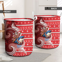 Wallis And Futuna Christmas Laundry Basket Santa Riding Ocean Dolphin DT05 - Polynesian Pride