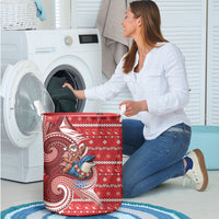 Wallis And Futuna Christmas Laundry Basket Santa Riding Ocean Dolphin DT05 - Polynesian Pride