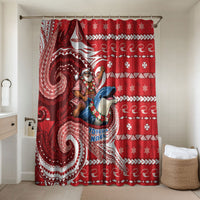Wallis And Futuna Christmas Bathroom Set Santa Riding Ocean Dolphin DT05 Shower Curtain Only Red - Polynesian Pride