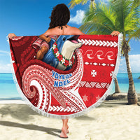 Wallis And Futuna Christmas Beach Blanket Santa Riding Ocean Dolphin DT05 - Polynesian Pride