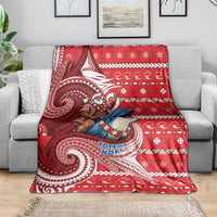 Wallis And Futuna Christmas Blanket Santa Riding Ocean Dolphin DT05 - Polynesian Pride
