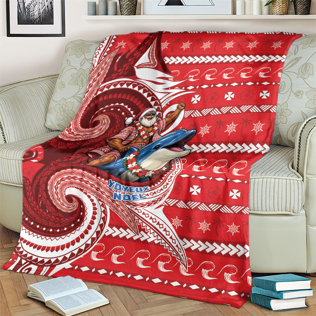 Wallis And Futuna Christmas Blanket Santa Riding Ocean Dolphin DT05 - Polynesian Pride