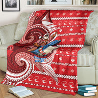 Wallis And Futuna Christmas Blanket Santa Riding Ocean Dolphin DT05 - Polynesian Pride