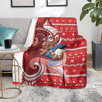 Wallis And Futuna Christmas Blanket Santa Riding Ocean Dolphin DT05 - Polynesian Pride