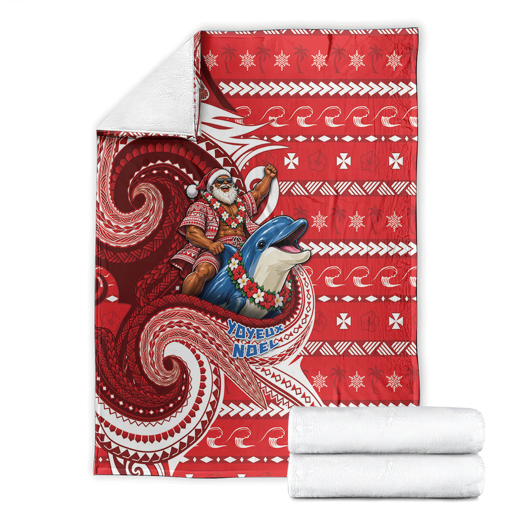 Wallis And Futuna Christmas Blanket Santa Riding Ocean Dolphin DT05 - Polynesian Pride