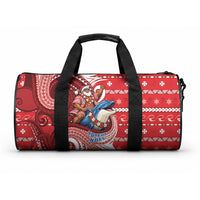 Wallis And Futuna Christmas Duffle Bag Santa Riding Ocean Dolphin DT05 One size Red - Polynesian Pride