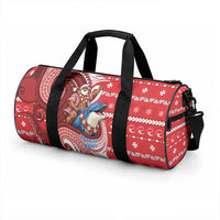 Wallis And Futuna Christmas Duffle Bag Santa Riding Ocean Dolphin DT05 - Polynesian Pride