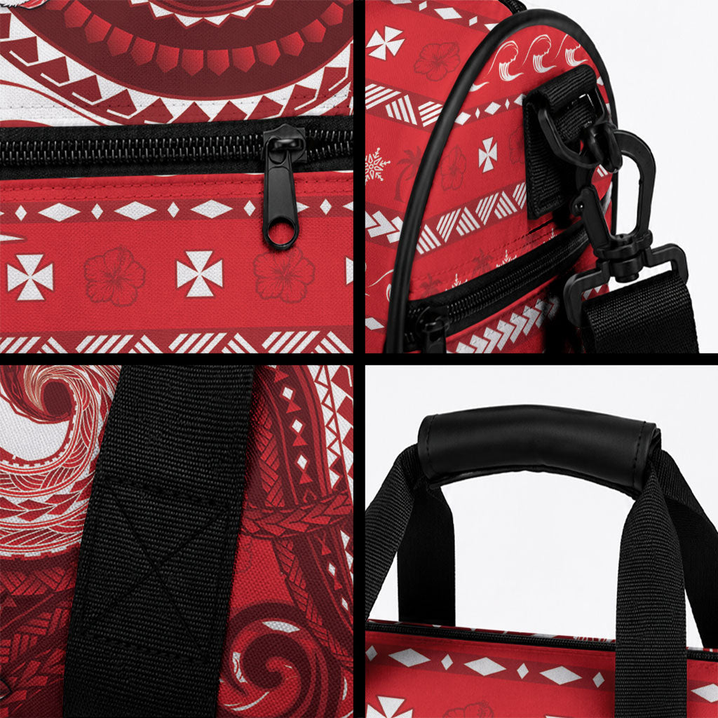 Wallis And Futuna Christmas Duffle Bag Santa Riding Ocean Dolphin DT05 - Polynesian Pride