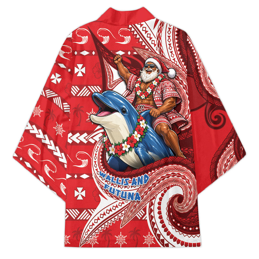 Wallis And Futuna Christmas Kimono Santa Riding Ocean Dolphin DT05 - Polynesian Pride