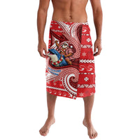 Wallis And Futuna Christmas Lavalava Santa Riding Ocean Dolphin DT05 Red - Polynesian Pride