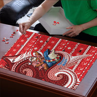 Wallis And Futuna Christmas Puzzle Santa Riding Ocean Dolphin DT05 - Polynesian Pride