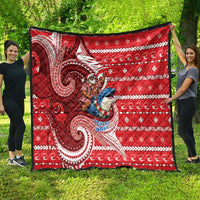 Wallis And Futuna Christmas Quilt Santa Riding Ocean Dolphin DT05 - Polynesian Pride