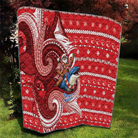 Wallis And Futuna Christmas Quilt Santa Riding Ocean Dolphin DT05 - Polynesian Pride