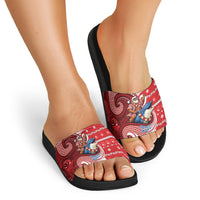 Wallis And Futuna Christmas Slide Sandals Santa Riding Ocean Dolphin DT05 - Polynesian Pride