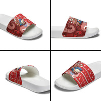 Wallis And Futuna Christmas Slide Sandals Santa Riding Ocean Dolphin DT05 - Polynesian Pride