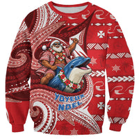 Wallis And Futuna Christmas Sweatshirt Santa Riding Ocean Dolphin DT05 Unisex Red - Polynesian Pride