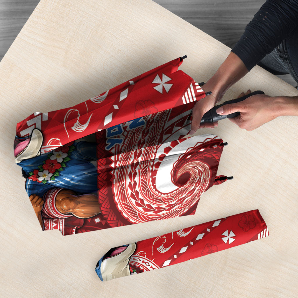 Wallis And Futuna Christmas Umbrella Santa Riding Ocean Dolphin DT05 - Polynesian Pride