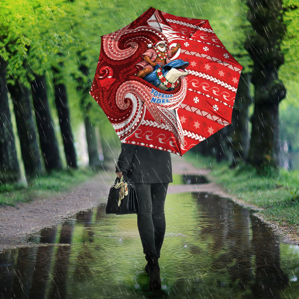 Wallis And Futuna Christmas Umbrella Santa Riding Ocean Dolphin DT05 - Polynesian Pride