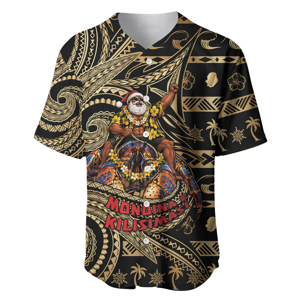 Niue Christmas Baseball Jersey Santa Riding Coconut Crab DT05 Gold - Polynesian Pride