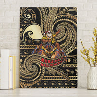 Niue Christmas Canvas Wall Art Santa Riding Coconut Crab DT05 Without Frame Gold - Polynesian Pride