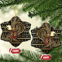Niue Christmas Ceramic Ornament Santa Riding Coconut Crab DT05 Snow Flake Gold - Polynesian Pride