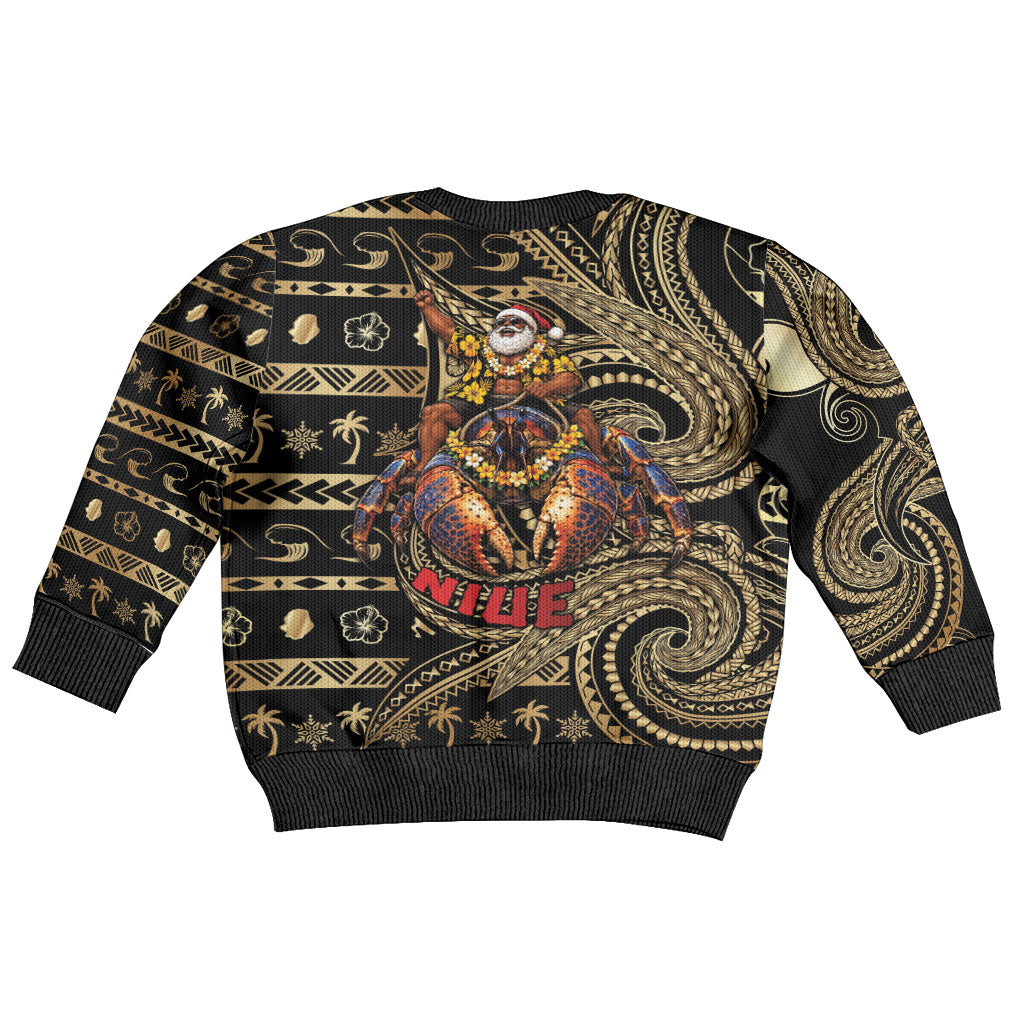 Niue Christmas Kid Ugly Christmas Sweater Santa Riding Coconut Crab DT05 - Polynesian Pride