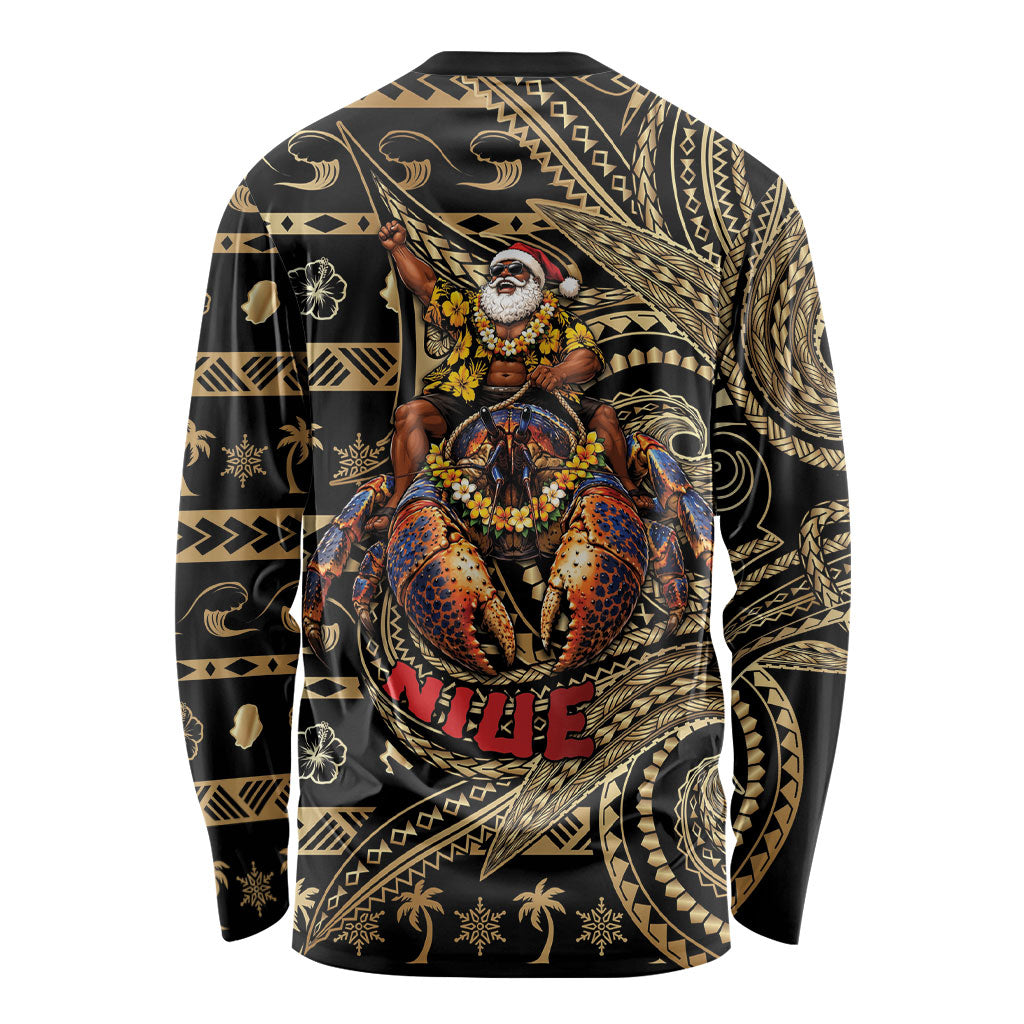 Niue Christmas Long Sleeve Shirt Santa Riding Coconut Crab DT05 - Polynesian Pride