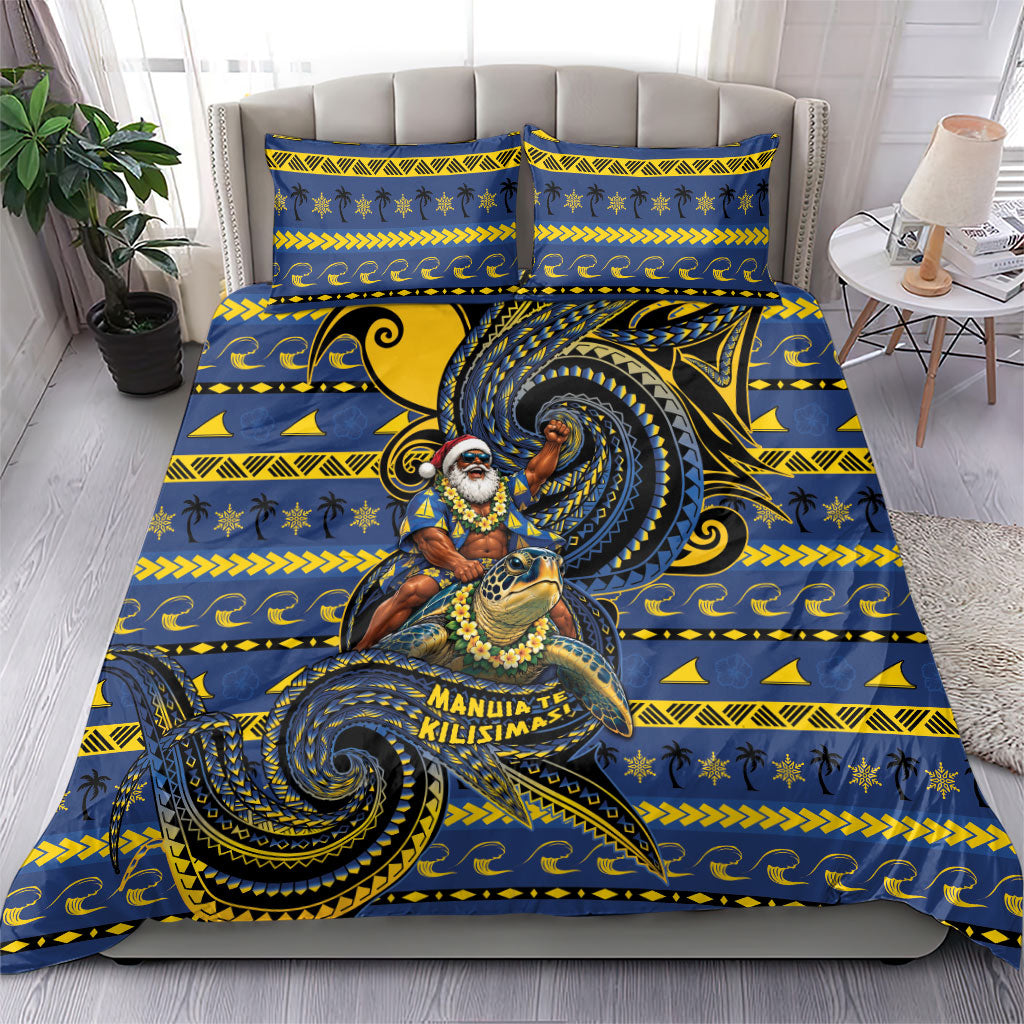 Tokelau Christmas Bedding Set Santa Riding Sea Turtle DT05 - Polynesian Pride