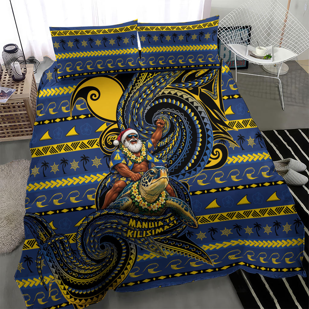Tokelau Christmas Bedding Set Santa Riding Sea Turtle DT05 - Polynesian Pride