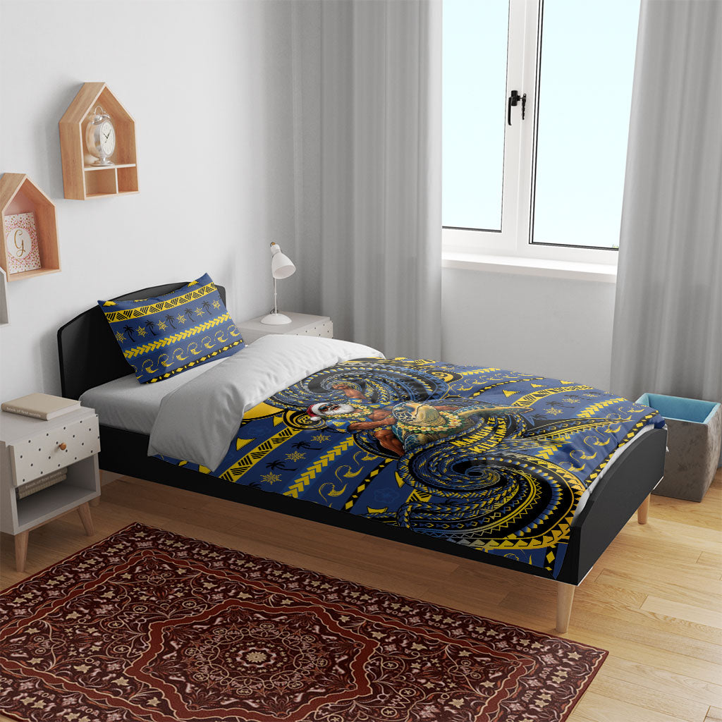 Tokelau Christmas Bedding Set Santa Riding Sea Turtle DT05 - Polynesian Pride