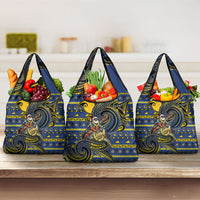 Tokelau Christmas Grocery Bag Santa Riding Sea Turtle DT05 3-pack One Size Navy - Polynesian Pride