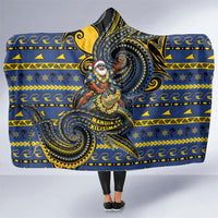 Tokelau Christmas Hooded Blanket Santa Riding Sea Turtle DT05 One Size Navy - Polynesian Pride