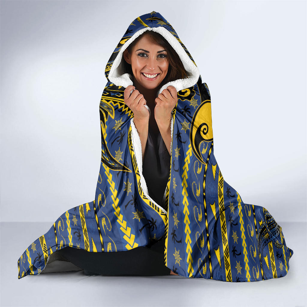 Tokelau Christmas Hooded Blanket Santa Riding Sea Turtle DT05 - Polynesian Pride