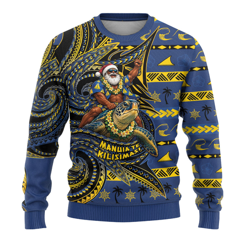 Tokelau Christmas Ugly Christmas Sweater Santa Riding Sea Turtle DT05 - Polynesian Pride