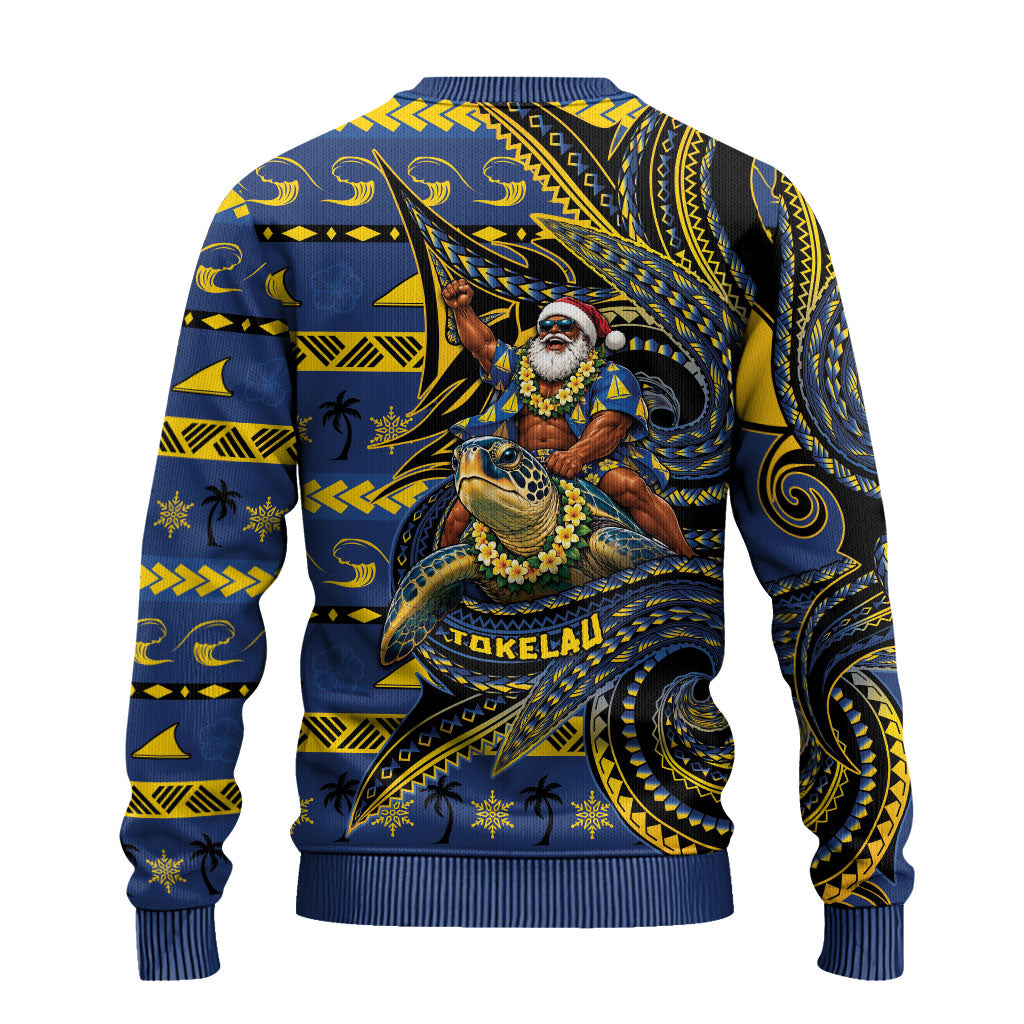 Tokelau Christmas Ugly Christmas Sweater Santa Riding Sea Turtle DT05 - Polynesian Pride