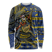 Tokelau Christmas Long Sleeve Shirt Santa Riding Sea Turtle DT05 Unisex Navy - Polynesian Pride