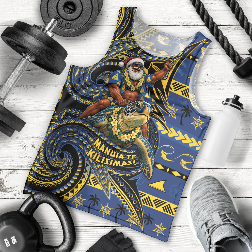 Tokelau Christmas Men Tank Top Santa Riding Sea Turtle DT05 - Polynesian Pride