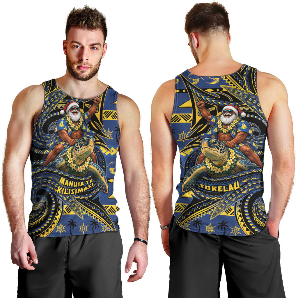 Tokelau Christmas Men Tank Top Santa Riding Sea Turtle DT05 - Polynesian Pride