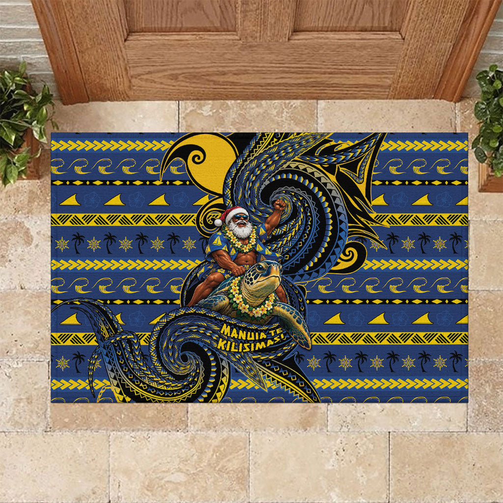 Tokelau Christmas Rubber Doormat Santa Riding Sea Turtle