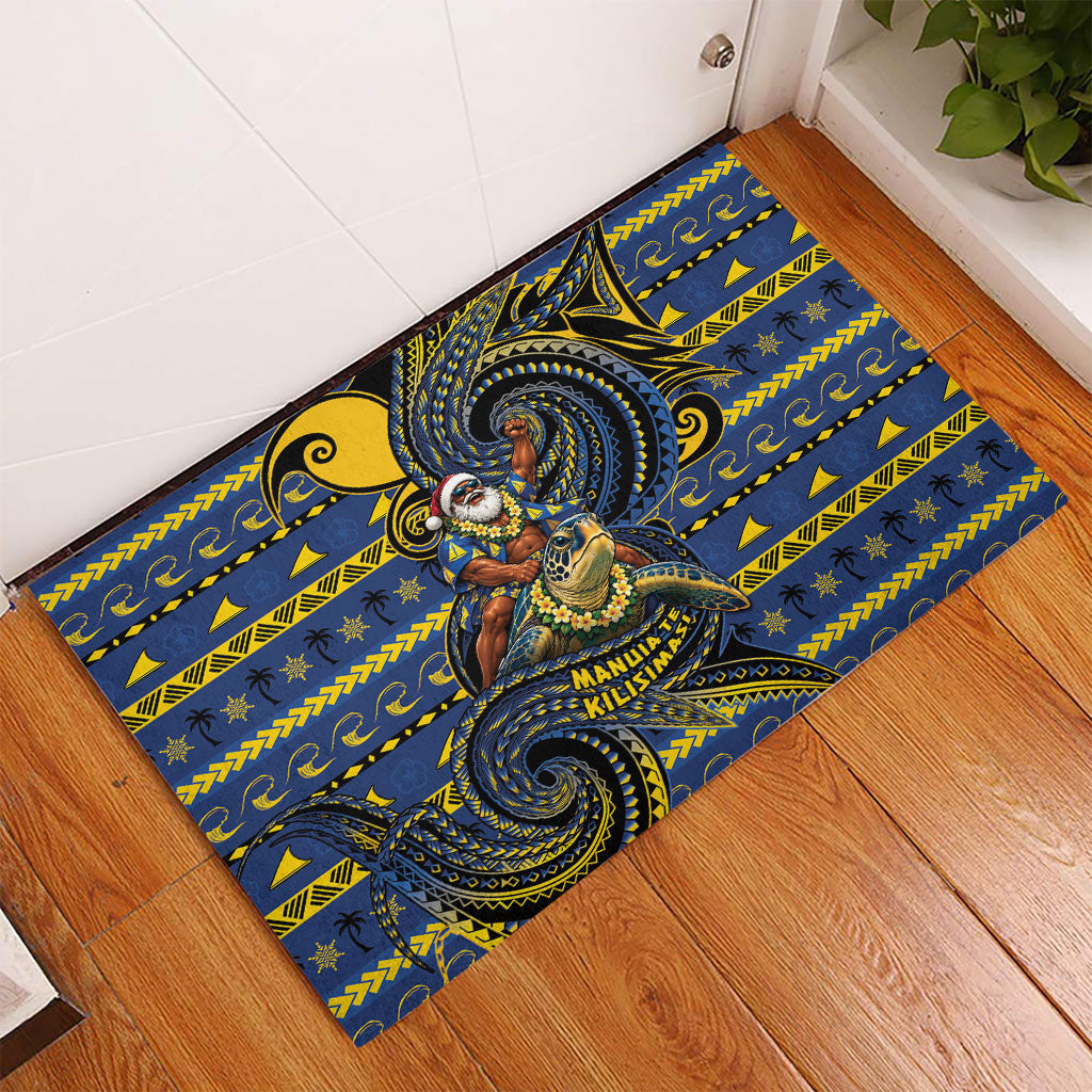 Tokelau Christmas Rubber Doormat Santa Riding Sea Turtle DT05 - Polynesian Pride