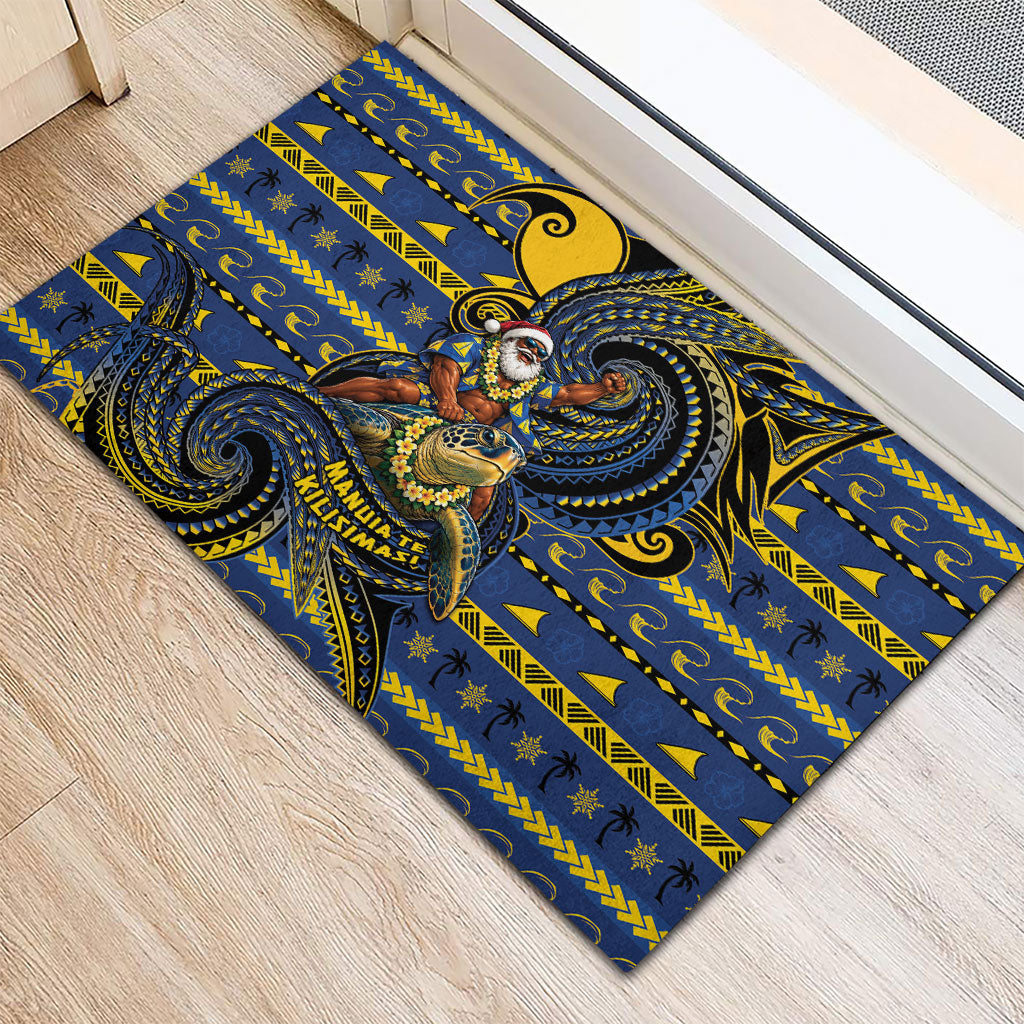 Tokelau Christmas Rubber Doormat Santa Riding Sea Turtle DT05 - Polynesian Pride