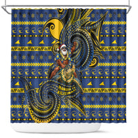 Tokelau Christmas Shower Curtain Santa Riding Sea Turtle DT05 Navy - Polynesian Pride