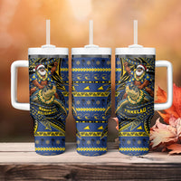Tokelau Christmas Tumbler With Handle Santa Riding Sea Turtle DT05 - Polynesian Pride