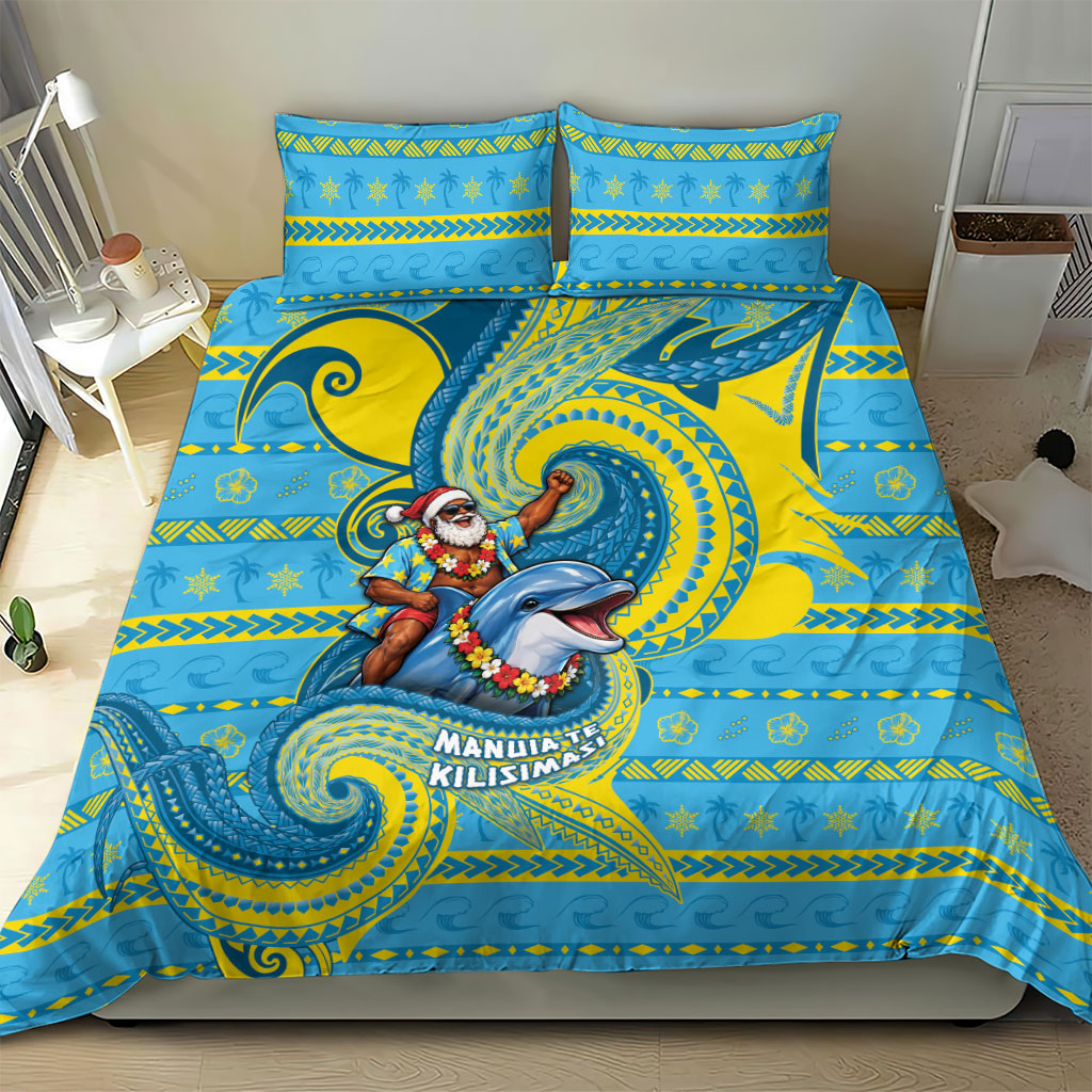 Tuvalu Christmas Bedding Set Santa Riding Ocean Dolphin DT05 - Polynesian Pride