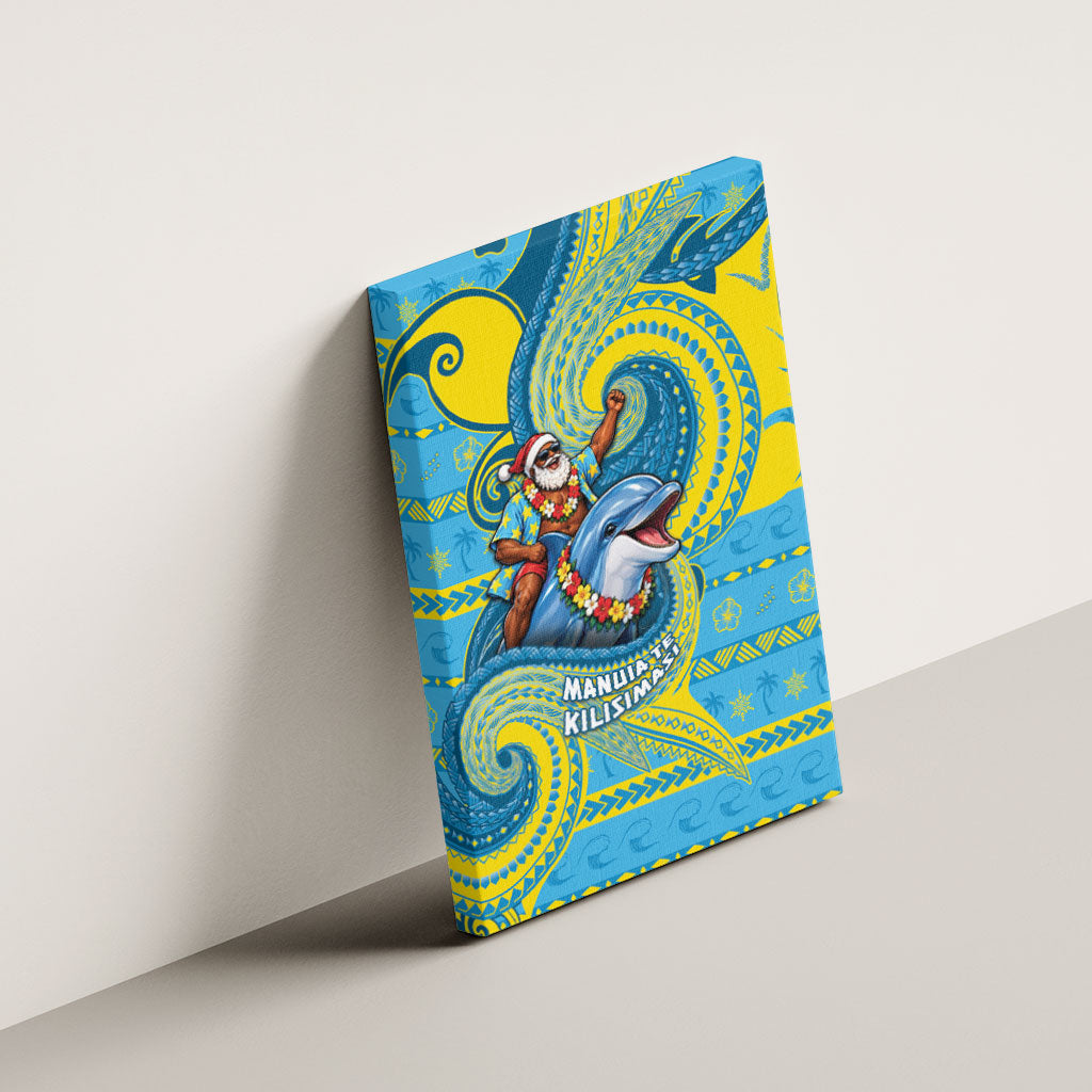 Tuvalu Christmas Canvas Wall Art Santa Riding Ocean Dolphin DT05 - Polynesian Pride