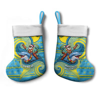 Tuvalu Christmas Stocking Santa Riding Ocean Dolphin DT05 - Polynesian Pride
